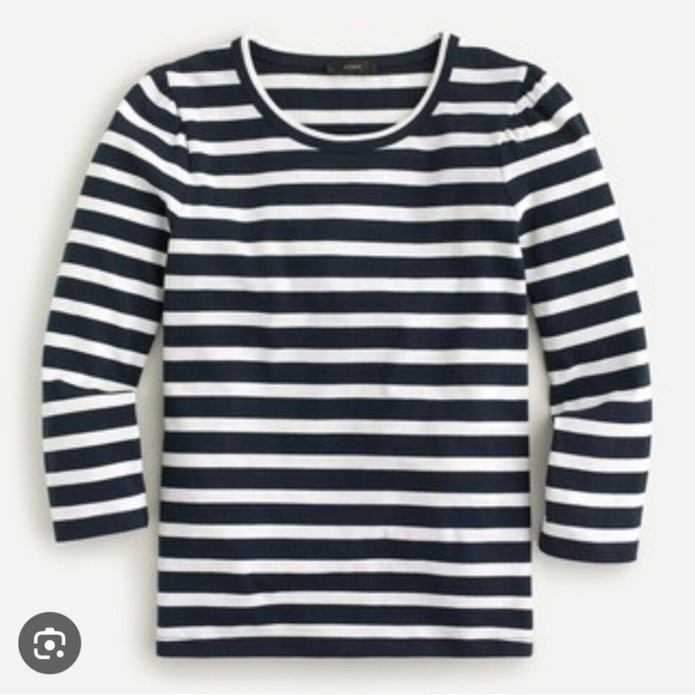 J. Crew Navy White Striped Top. Like new. Size medium